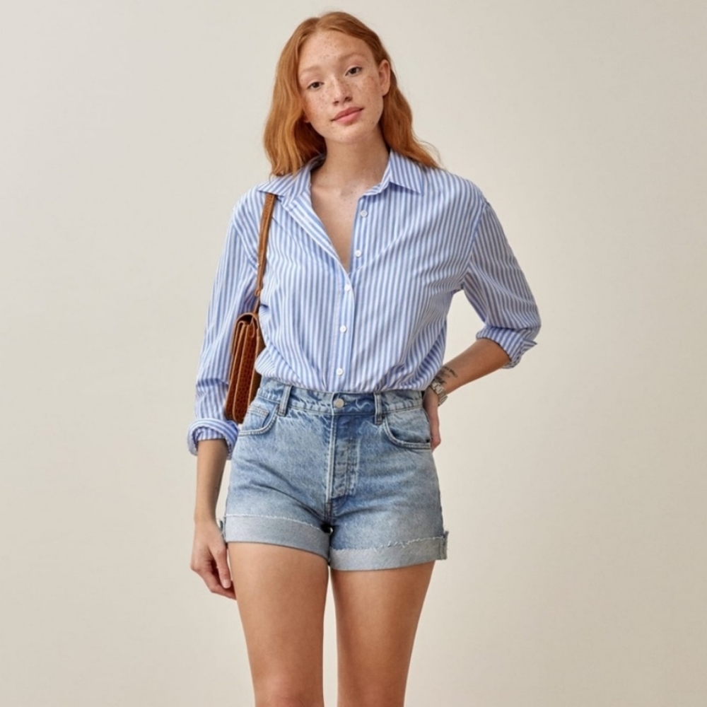 Reformation Charlie Cuffed High Rise Jean Shorts Size 29 - Picture 3 of 10